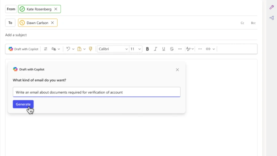 Enhance productivity with Copilot-recommended email templates