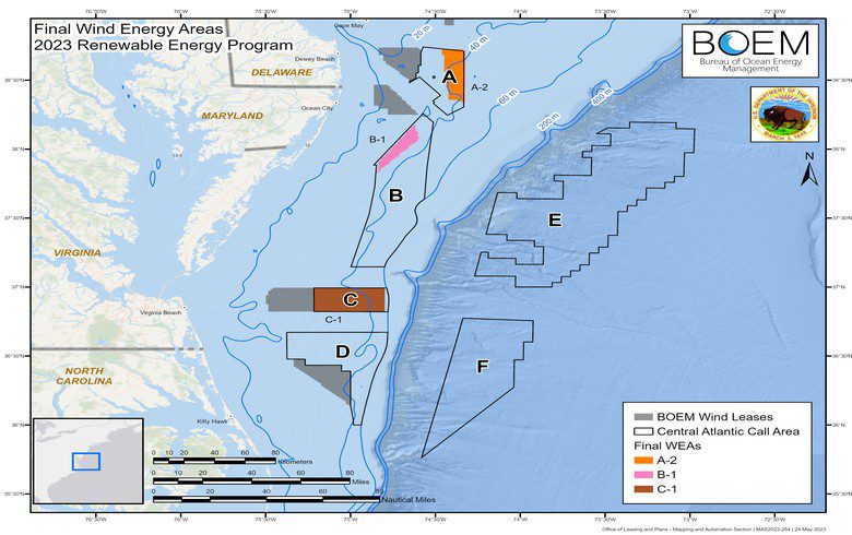 BOEM announces final Central Atlantic areas for up to 8 GW of wind