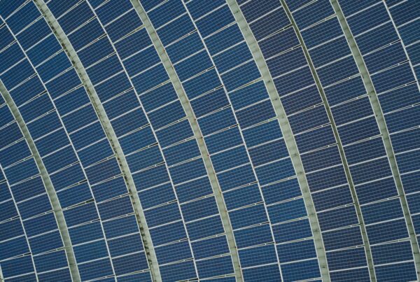 blue solar panel lot